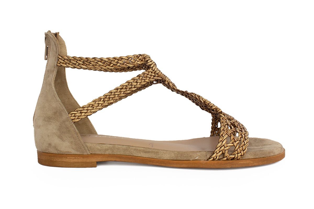 Infinity Shoes Γυναικείο Δερμάτινο Σανδάλι Άμμος S1029-SS20