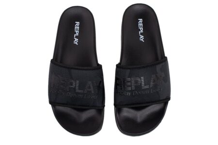 andriki pantofla slipper replay black logo 3