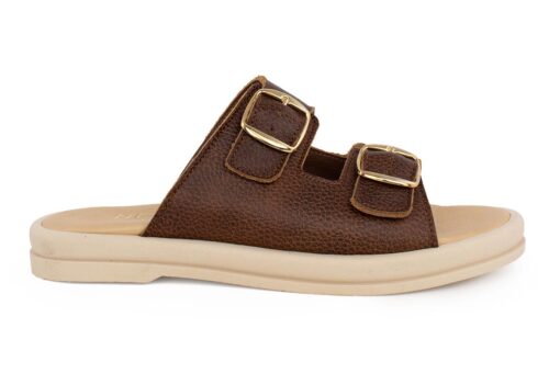 gynaikeia comfort flat sandal brown nero kaidas