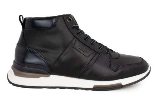 andriko leather boot black boss shoes
