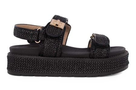 gynaikeio flatform seven 701 black raffia