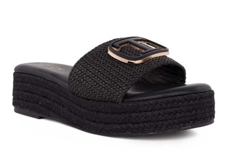 gynaikeio flatform seven 832 black raffia 2