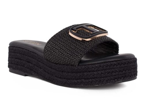 gynaikeio flatform seven 832 black raffia 2