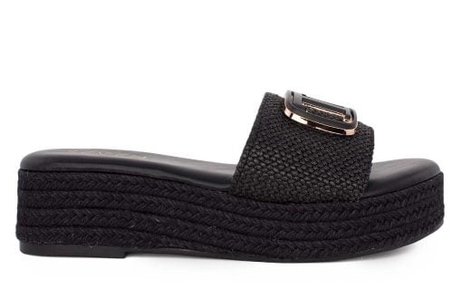 gynaikeio flatform seven 832 black raffia