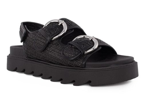 gynaikeio flatform seven U427A946266G black raffia 2