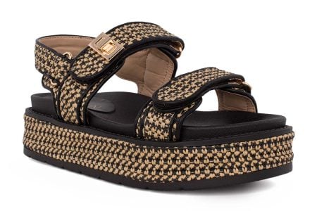 gynaikeio sandal seven 701 black beige raffia 2