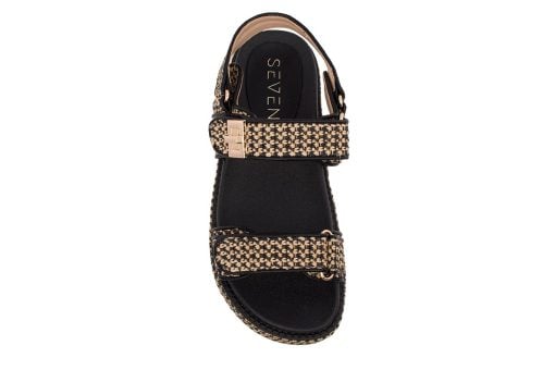 gynaikeio sandal seven 701 black beige raffia 3