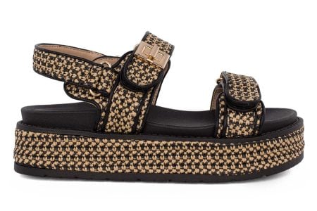 gynaikeio sandal seven 701 black beige raffia
