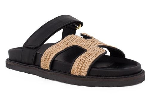 gynaikeio sandali komiskomis c26 black raffia 2