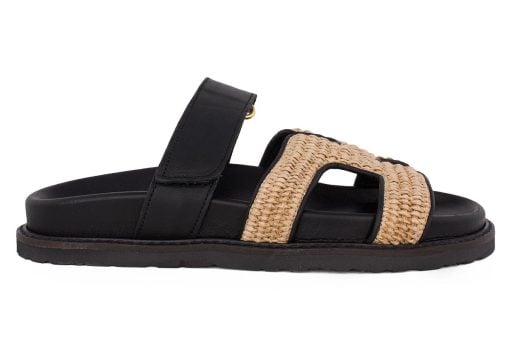 gynaikeio sandali komiskomis c26 black raffia