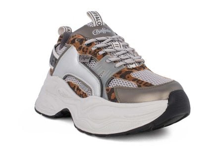 gynaikeio sneaker buffalo uno one leopard silver 2
