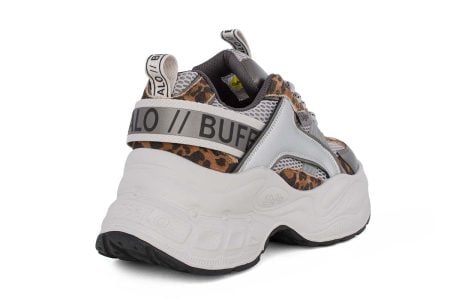 gynaikeio sneaker buffalo uno one leopard silver 3